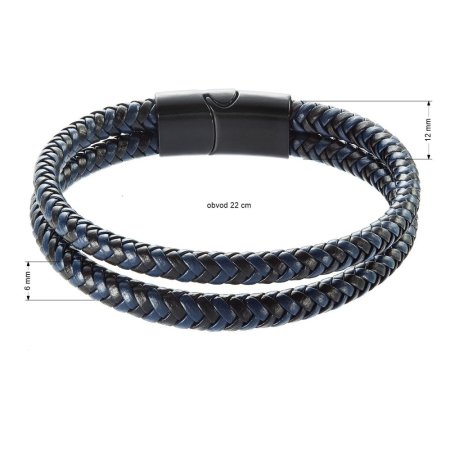 Náramek pánský s koženkovými pásky a sponou na magnet 43035.3 černý