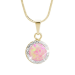 Pozlátený strieborný náhrdelník s okrúhlym opálom a kryštálmi Swarovski Elements White Rose