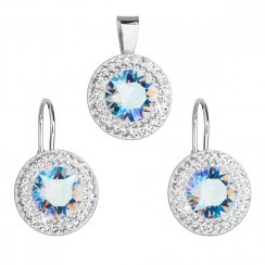 Sada šperků s krystaly Swarovski náušnice a přívěsek modré kulaté 39107.5 Light Sapphire Shimmer