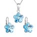 Sada šperků s krystaly Swarovski náušnice, řetízek a přívěsek modrá kytička 39143.3 Aqua