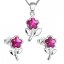 Sada šperků s krystaly Swarovski náušnice, řetízek a přívěsek růžová kytička 39172.3 Fuchsia