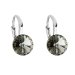 Strieborné náušnice visiace s kryštálmi Swarovski čiernej okrúhle 31229.3 Black Diamond