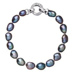 Perlový náramek z pravých říčních perel modrý 23011.3 Peacock