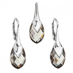 Sada šperků s krystaly Swarovski náušnice a přívěsek šedá slza 39169.4 Black Diamond Lt. Chrome