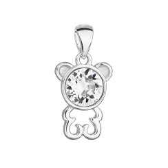 Stříbrný přívěsek s krystalem Swarovski bílý medvídek 34229.1 Krystal