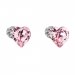 Stříbrné náušnice pecka s krystaly Swarovski růžové srdce 31139.3 Rose
