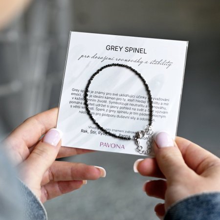 Náramok s pravými grey spinel kameňmi 43055.3 oceľ