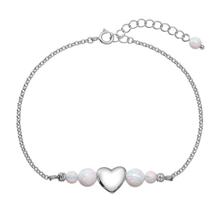 Strieborný náramok opálový s perleťovým srdiečkom 13086.1