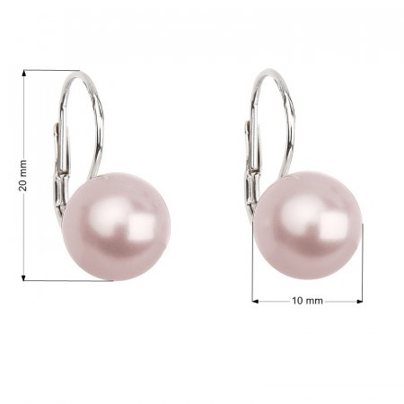 Stříbrné náušnice visací s perlou Swarovski růžové kulaté 31143.3 Rosaline