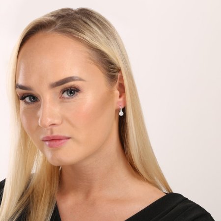 Strieborné náušnice visiace so zirkónom v bielej farbe 11202.1