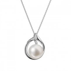 Zlatý 14 karátový náhrdelník biele zlato s bielou riečnou perlou 82P00033