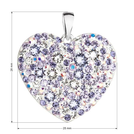 Strieborný prívesok s kryštálmi Swarovski mix farieb srdca 34243.3 Violet