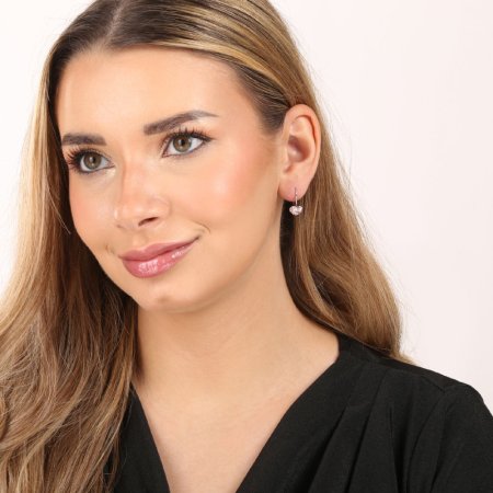 Stříbrné náušnice visací s krystaly Swarovski růžové srdce 31125.9 Light Rose Opal