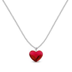 Náhrdelník červený se Swarovski Elements Heart N28086LSI Light Siam