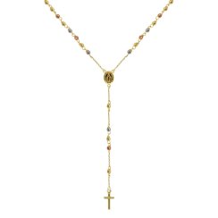 Zlatý 14 karátový náhrdelník ruženec s krížom a medailónkom s Pannou Máriou RŽ07 multi