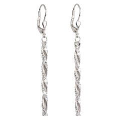Strieborné náušnice visiace s kryštálmi Swarovski bielej 31128.1 Krystal