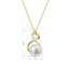 Zlatý 14 karátový náhrdelník s bílou říční perlou a briliantem 92PB00037