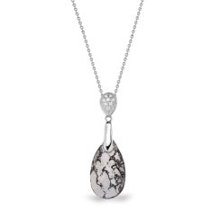 Stříbrný náhrdelník se Swarovski Elements stříbrno-černá kapka Dainty Drop N610616BP Black Patina