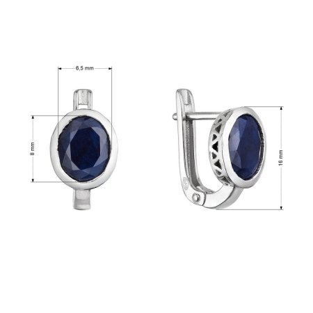 Strieborné náušnice s pravými minerálnymi kameňmi tmavo modrej 11493.3 dark sapphire