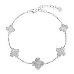 Strieborný náramok so štvorlístkami 13108.1