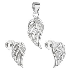 Sada šperkov so zirkónom v bielej farbe náušnice a prívesok 19008.1