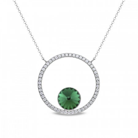 Stříbrný náhrdelník zelený se Swarovski Elements Orbita NCD1122SS47EM Emerald