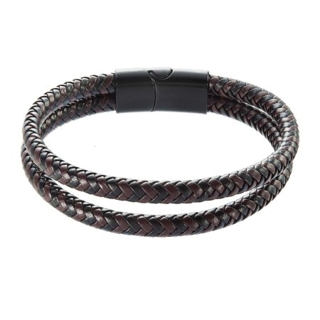 Náramek pánský s koženkovými pásky a sponou na magnet 43035.3 hnědý