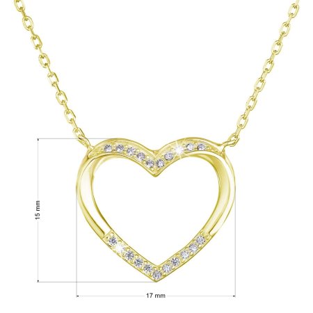 Pozlátený náhrdelník srdca s bielymi zirkónmi 12010.1 Au plating
