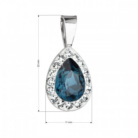 Stříbrný přívěsek s krystaly Swarovski modrá slza 34252.3 Montana
