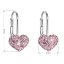 Strieborné náušnice visiace s kryštálmi Swarovski ružové srdce 31125.3 Rose