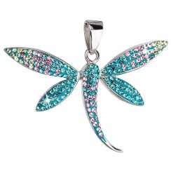 Stříbrný přívěsek s krystaly Swarovski modro-zelená vážka 34164.3 Magic Indicolite