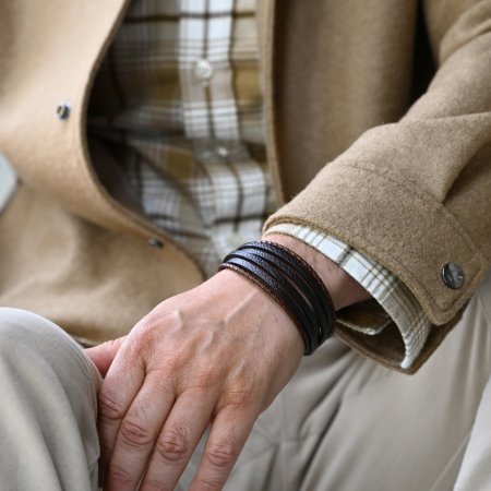 Náramek pánský s koženkovými pásky 43037.3 hnědý