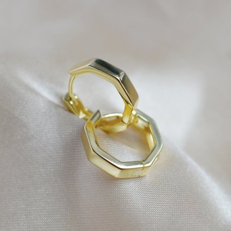 Pozlátené strieborné náušnice hranaté kruhy 61102