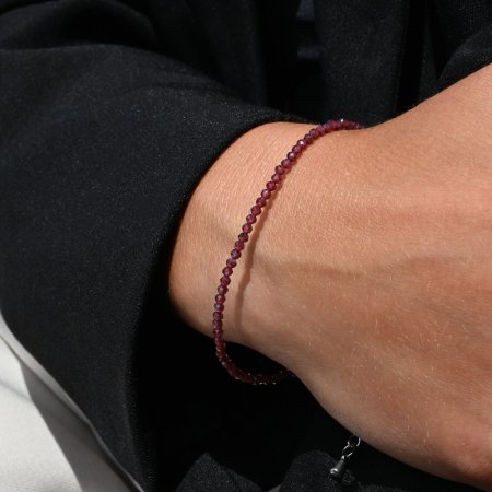 Náramek s pravými garnet kameny 43055.3 ocel
