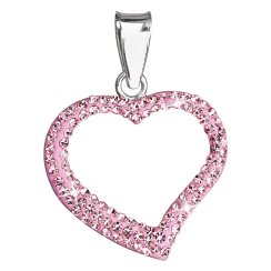 Strieborný prívesok s kryštálmi Swarovski ružové srdce 34093.3 Rose