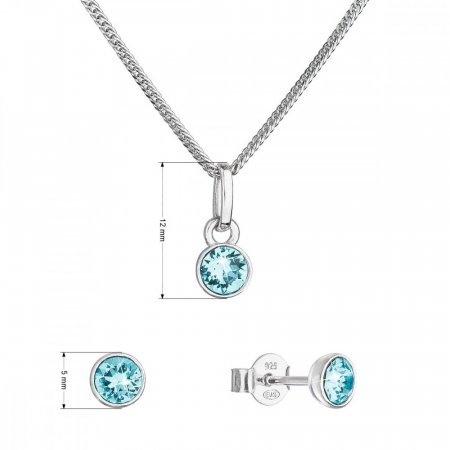 Sada šperků s krystaly Swarovski náušnice, řetízek a přívěsek modré 39177.3 Light Turquoise