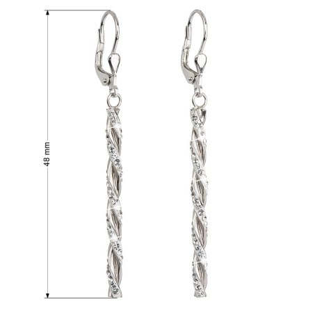 Strieborné náušnice visiace s kryštálmi Swarovski bielej 31128.1 Krystal