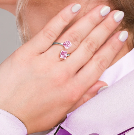 Prsteň ružová kocka so Swarovski Cube P48416PLR Light Rose 6 mm