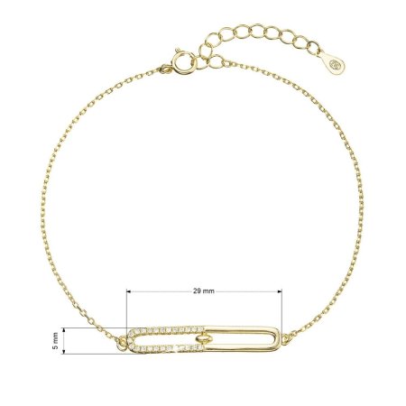 Pozlátený strieborný náramok s oválkom so zirkónmi 13034.1