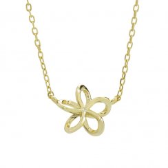 Strieborný náhrdelník s motívom kvetu v zlatej farbe