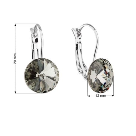Náušnice Rivoli so Swarovski Elements Black Diamond 12 mm