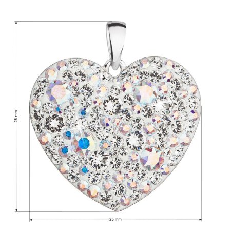 Stříbrný přívěsek s krystaly Swarovski ab efekt srdce 34243.2 AB