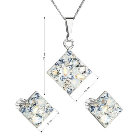 Sada šperků s krystaly Swarovski náušnice a přívěsek mix barev kosočtverec 39126.3 Light Sapphire