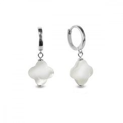 Strieborné náušnice kruhy biele Creoles Clover KCRCLOV1MPW Mother of Pearl