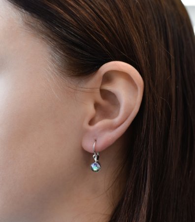 Stříbrné náušnice visací s krystaly Swarovski zelené kulaté 31112.5 Paradise Shine
