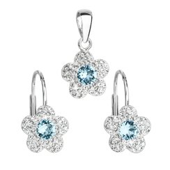Súprava šperkov s kryštálmi Swarovski náušnice a prívesok modrá kytička 39162.3 Aquamarine