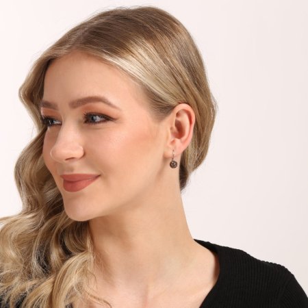 Strieborné visiace náušnice s pravými minerálnymi kameňmi okrúhle 11481.3 Jaspis Leopard Skin