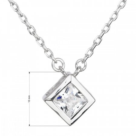Strieborný náhrdelník so zirkónom biely kosoštvorec 12031.1