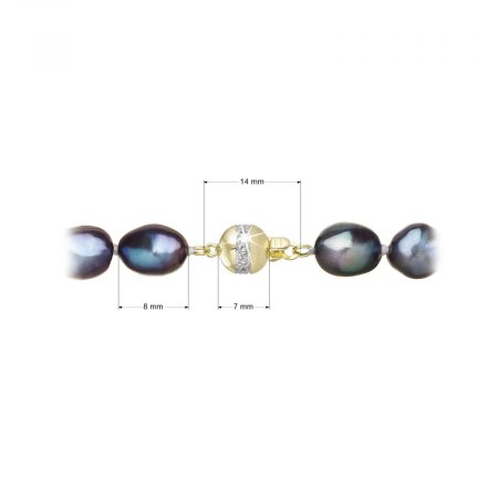 Perlový náramek z říčních perel se zapínáním ze 14 karátového zlata 923011.3/9266A peacock