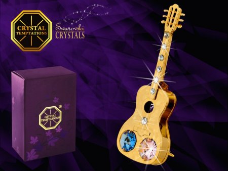 Kovová pozlacená figurka Kytara s barevnými krystaly Swarovski Elements